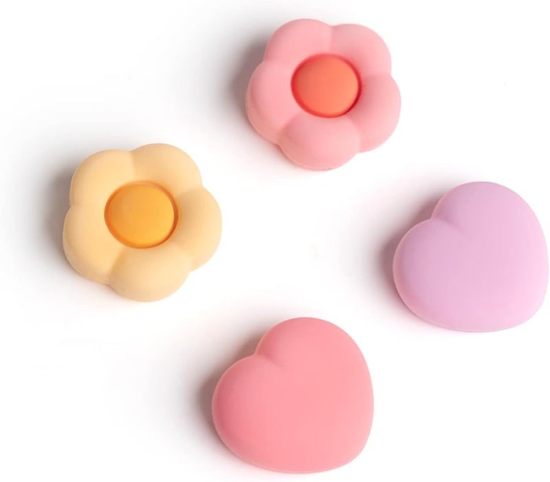GEEKSHARE Silicone Joystick Thumb Grip Caps, Joystick Cover Compatible with Switch/OLED/Switch Lite,4PCS - Heart & Flower (Pink&Yellow) - Image 1